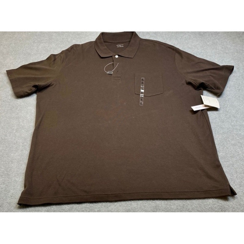 Croft & Barrow Polo Shirt Men XL Brown Short Sleeve Cotton Chest Pocket